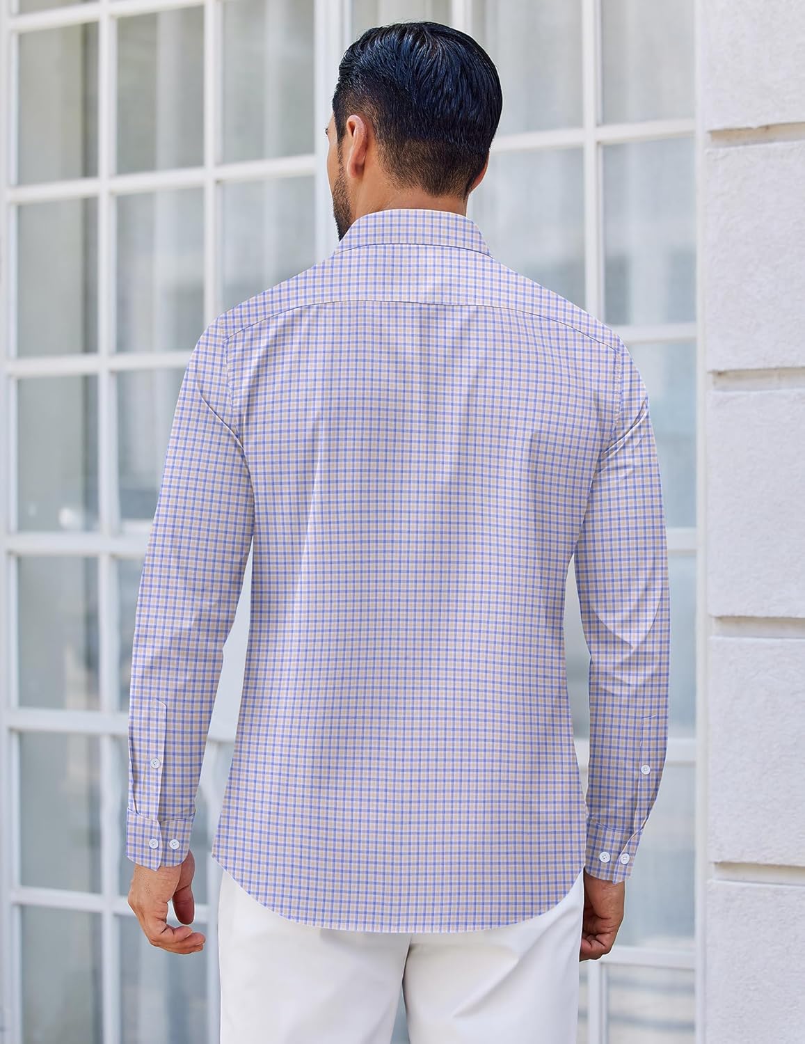 COOFANDY Men's Long Sleeve Plaid Button Down Cotton Wrinkle Free Dress Shirt - Image 5