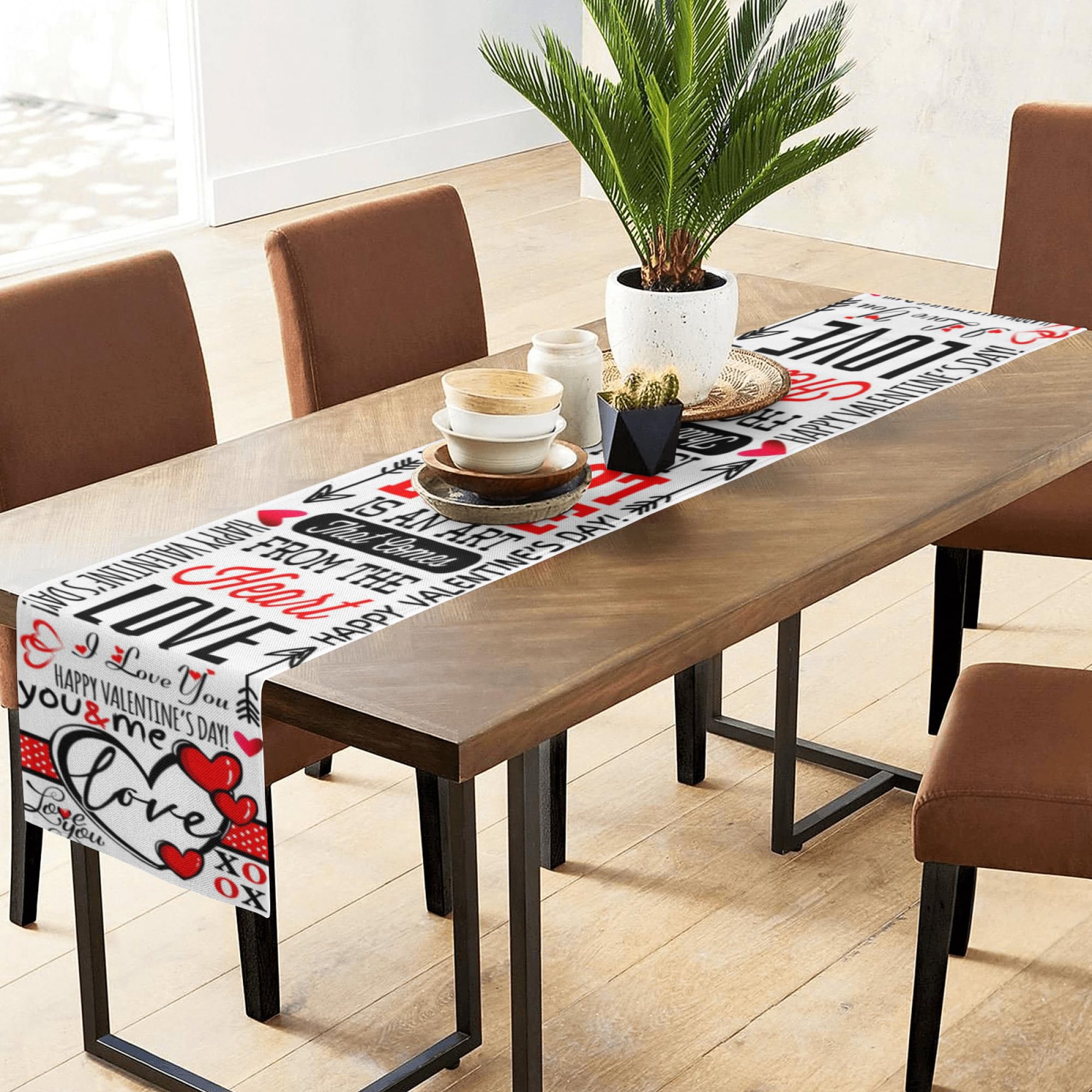 Snapklik.com : Valentines Day Table Runner 13 X 72 Inch Red Love Linen ...