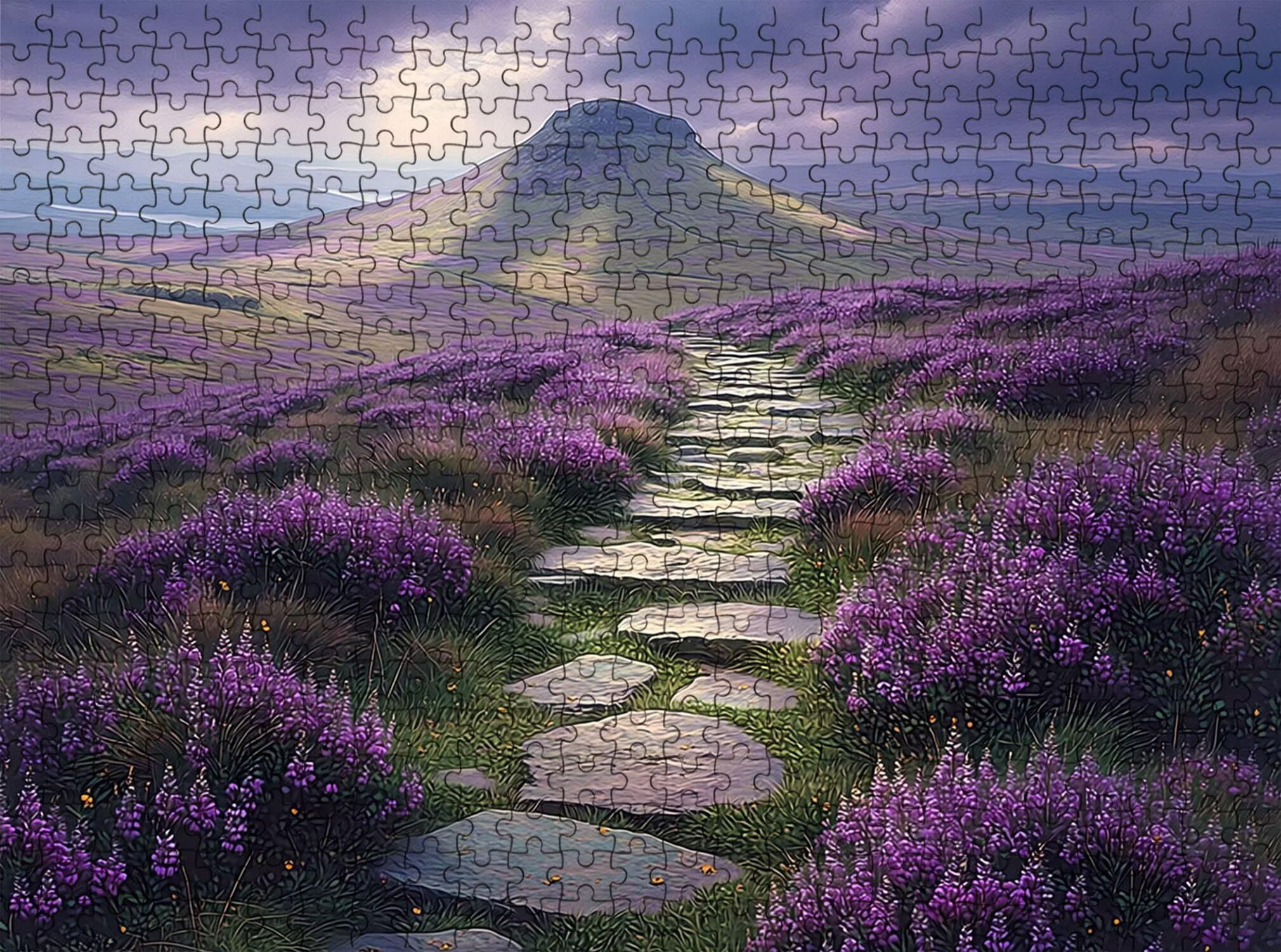 paesaggio Fiore viola-2 Puzzle 1000 Pezzi per Adulti, Puzzle in Legno - Collezione Classica con Poster Incluso - Sfida di Concentrazione e Passatempo Antistress, Gioco per Famiglia, 75 x 50 cm f0-531