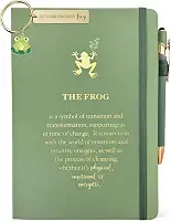 Caderno feminino de 200 páginas para amantes de sapos, diário de sapo, verde sálvia, forrado com caneta e chaveiro, presentes temáticos de sapo, ideias inspiradoras de presente para sua irmã amiga