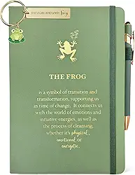 Caderno feminino de 200 páginas para amantes de sapos, diário de sapo, verde sálvia, forrado com caneta e chaveiro, presentes temáticos de sapo, ideias inspiradoras de presente para sua irmã amiga