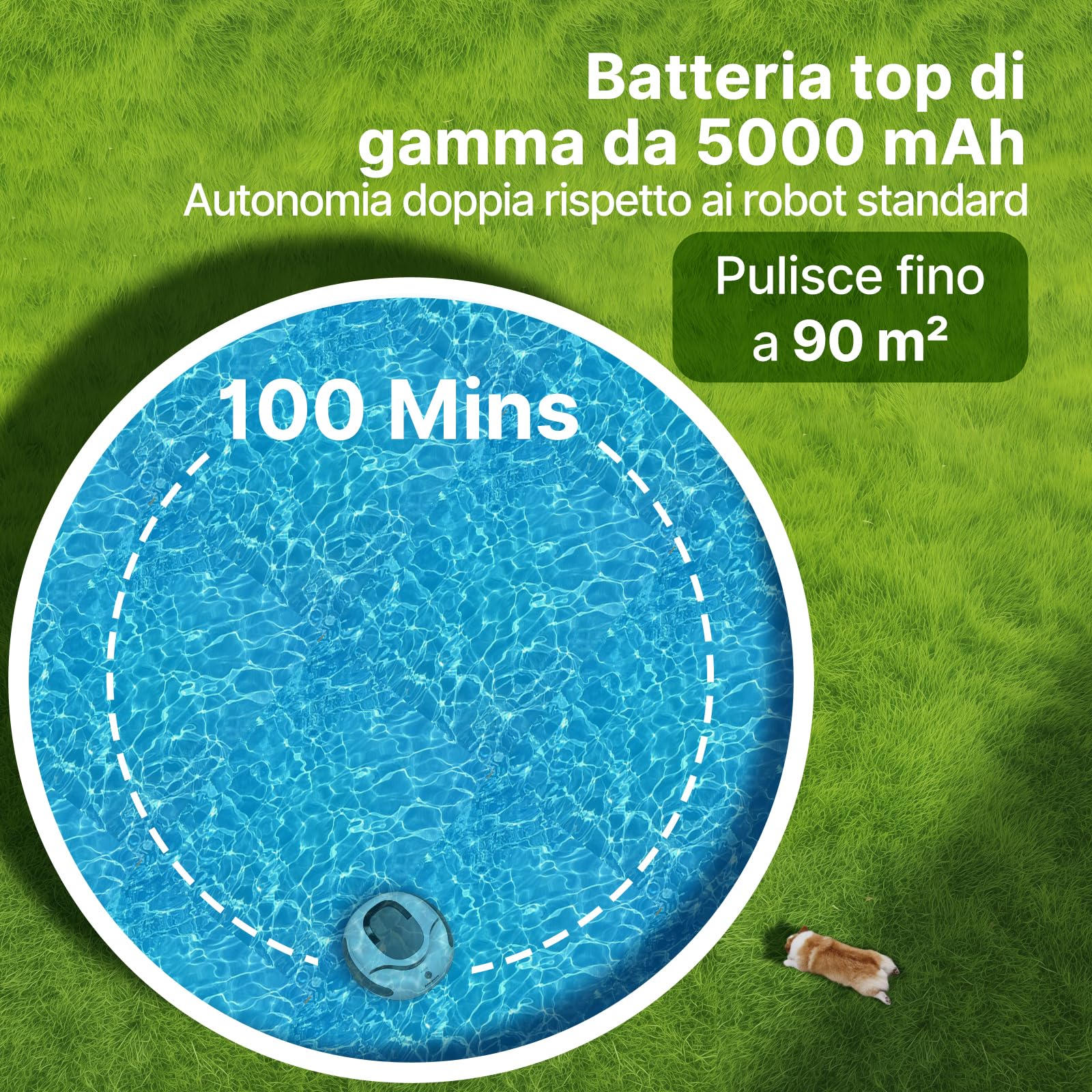 POOLPURE 2026, robot da piscina, batteria da 5000 mAh, pulizia potente, batteria da 120 min, batteria senza fili, aspirapolvere per piscina, parcheggio automatico, indicatori LED, impermeabile IPX8