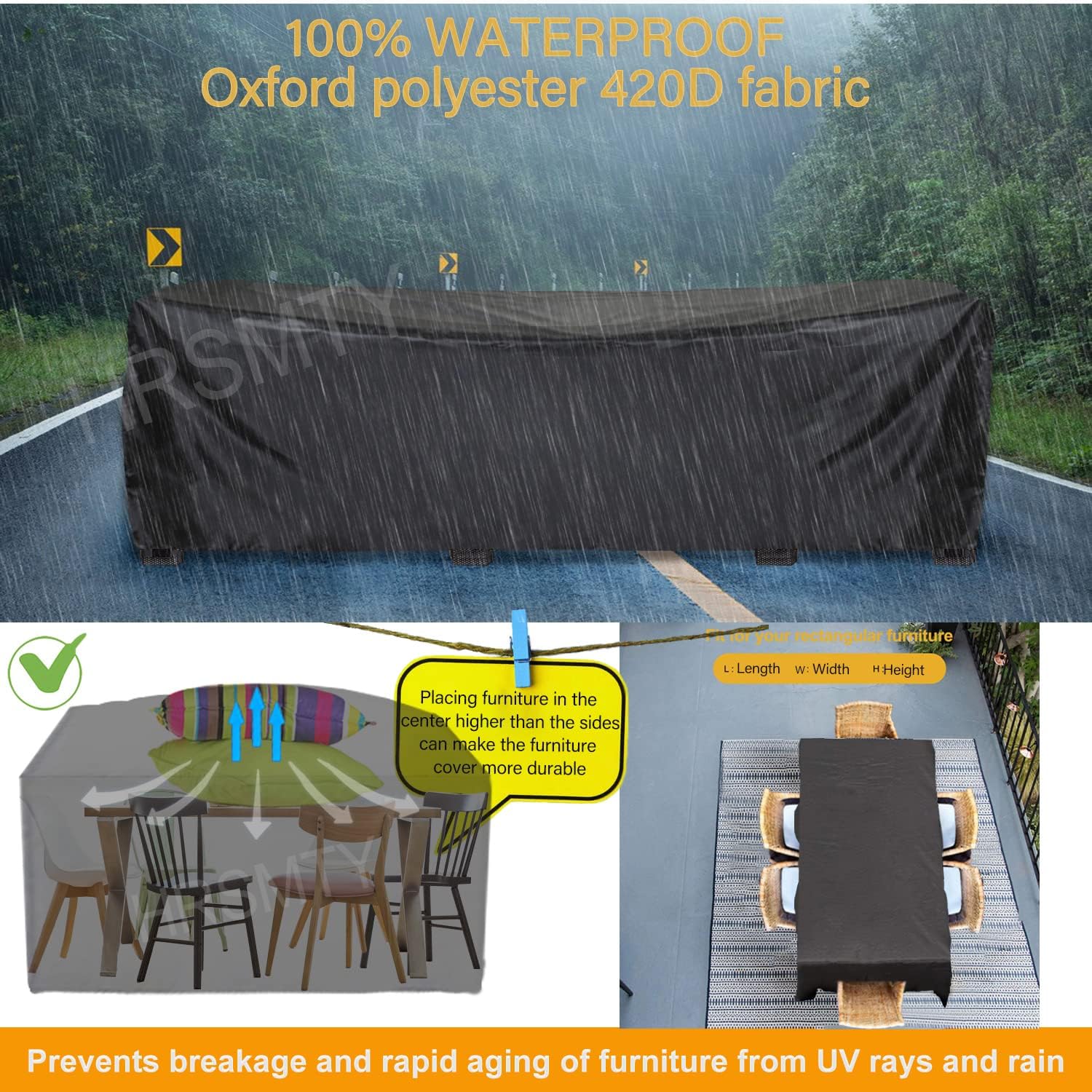 Patio Furniture Covers Heavy, Outdoor Furniture Set Cover Sectional Sofa Waterproof, Heavy Duty 420D Patio Garden Dining Table and Chair Couch Covers, Anti-UV, Weatherproof