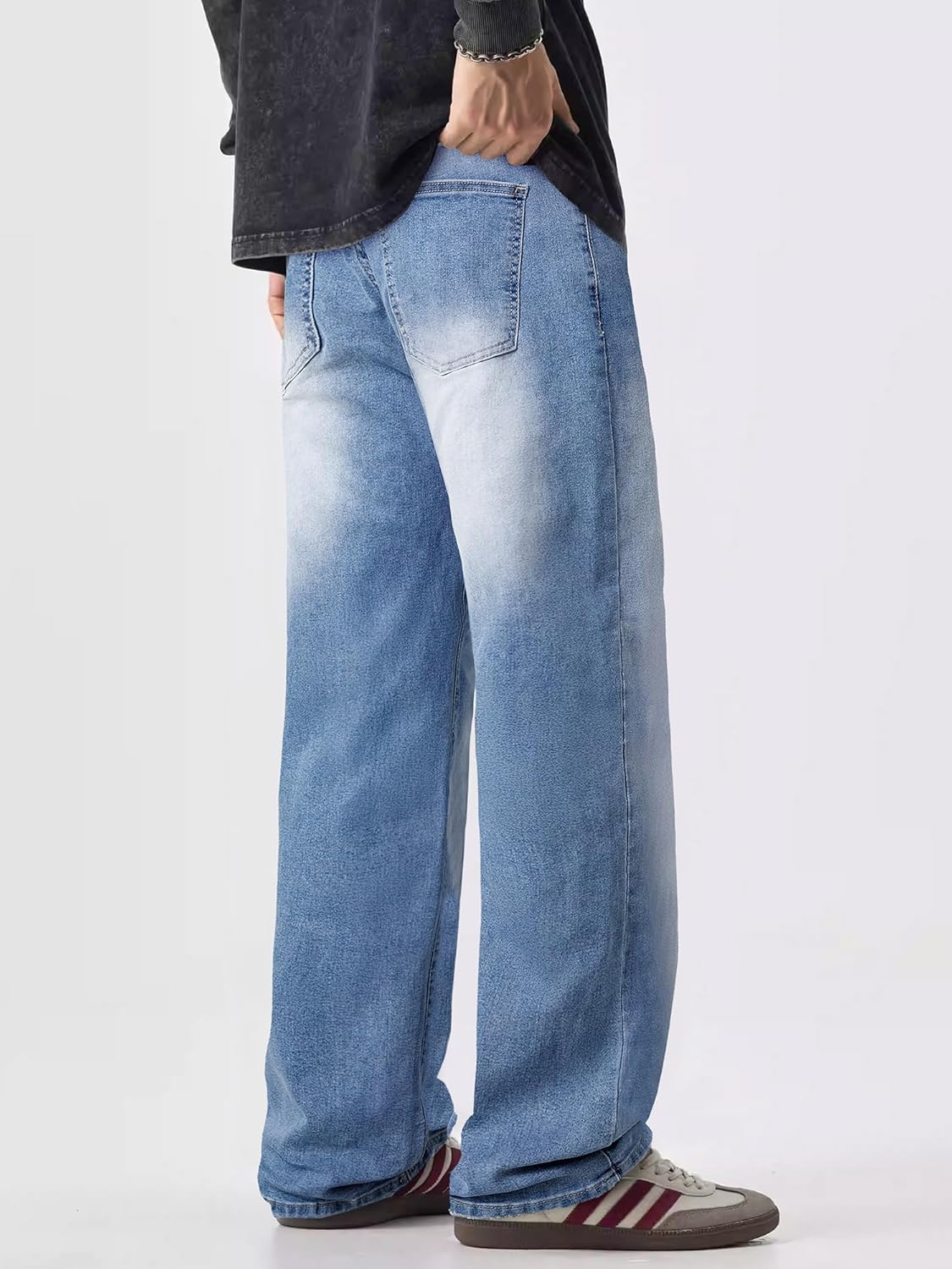 JMIERR Men's Baggy Jeans Wide Leg Skater Hip Hop Denim Pants Loose Fit Streetwear - Image 9