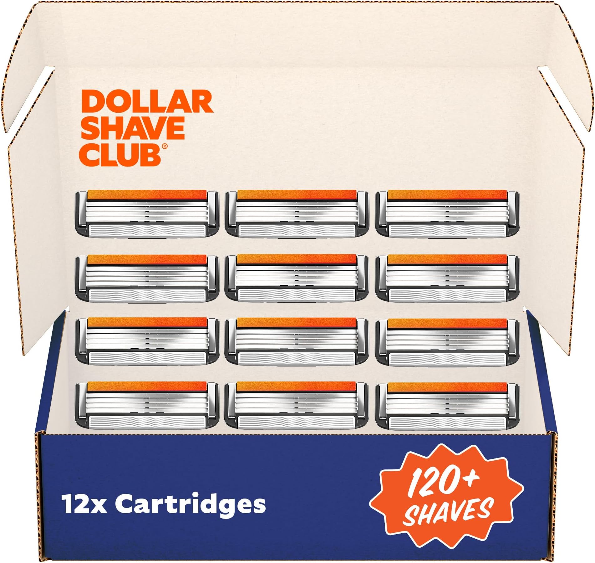 Dollar Shave Club | 4 Blade Razor Refills (12 Pack) | Swift Rinse Blades for Longer and Thicker Hair