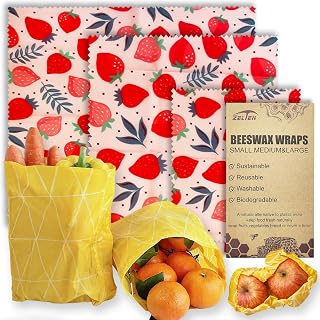 Reusable Beeswax Wrap - 9 Pack Eco-Friendly Beeswax Wraps For Food, Organic, Sustainable, Biodegradable, Zero Waste, Plastic-Free Food Storage