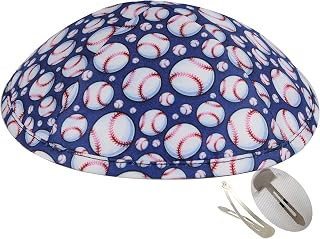 Zion Judaica Sports Kippah Adults & Boys Ballgame Pattern Kippot 6" Skullcap Yamaka for Bar/Bat Mitzvah Chuppah Wedding