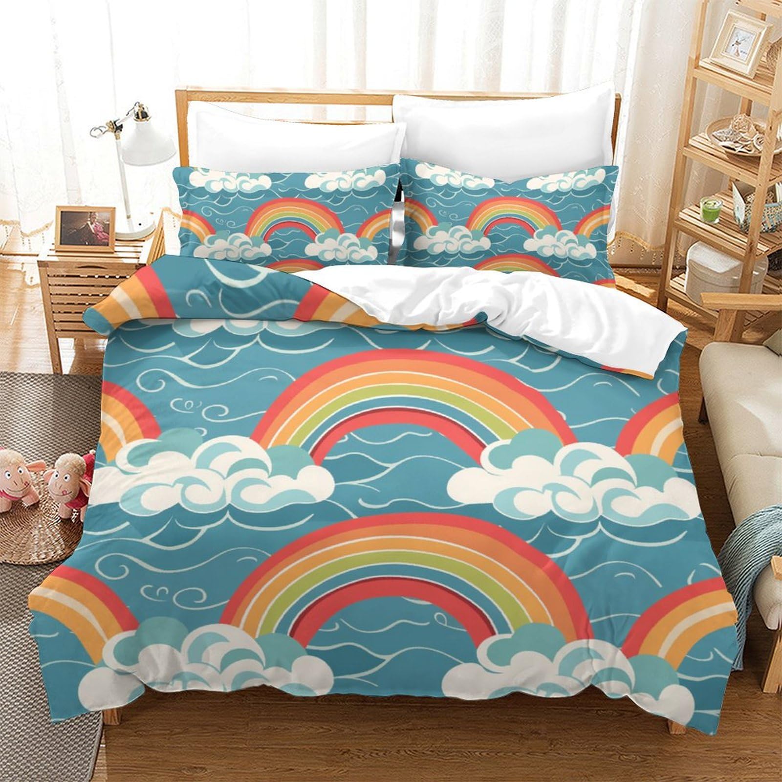 Housse de couette avec fermeture éclair Rainbow 200x200 pour simplifier le lit des enfants