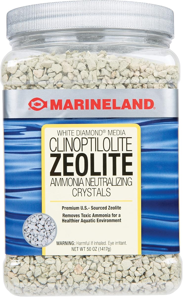 Marineland White Diamond 50 onzas, elimina el amoníaco tóxico, medios filtrantes para acuarios