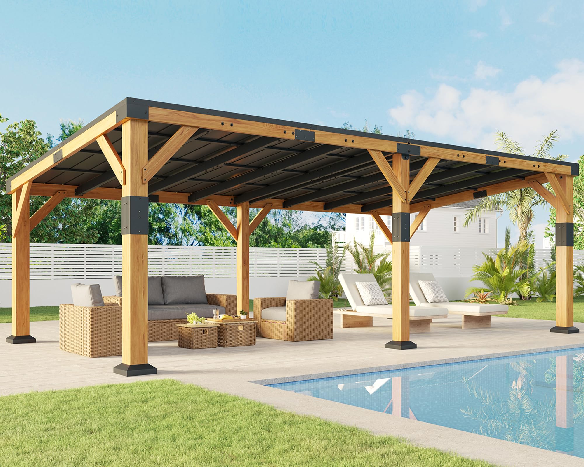 Amazon.com : Jocisland 12' x 24' Cedar Wood Gazebo with Sloped