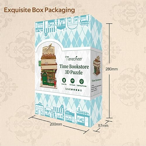 Miniatura 7 de Tonecheer Kit de modelo de casa de muñecas de escritorio de rompecabezas 3D, decoración del hogar, apertura automática de tapa, almacenamiento de