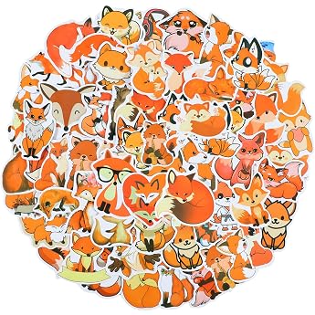 Pack of 60 Foxes Stickers Ymapinc Waterproof Fox Stickers Cute Animal Sticker Set Fox Stickers Children's Foxes Stickers for Scrapbook Laptop Car Luggage Skateboard