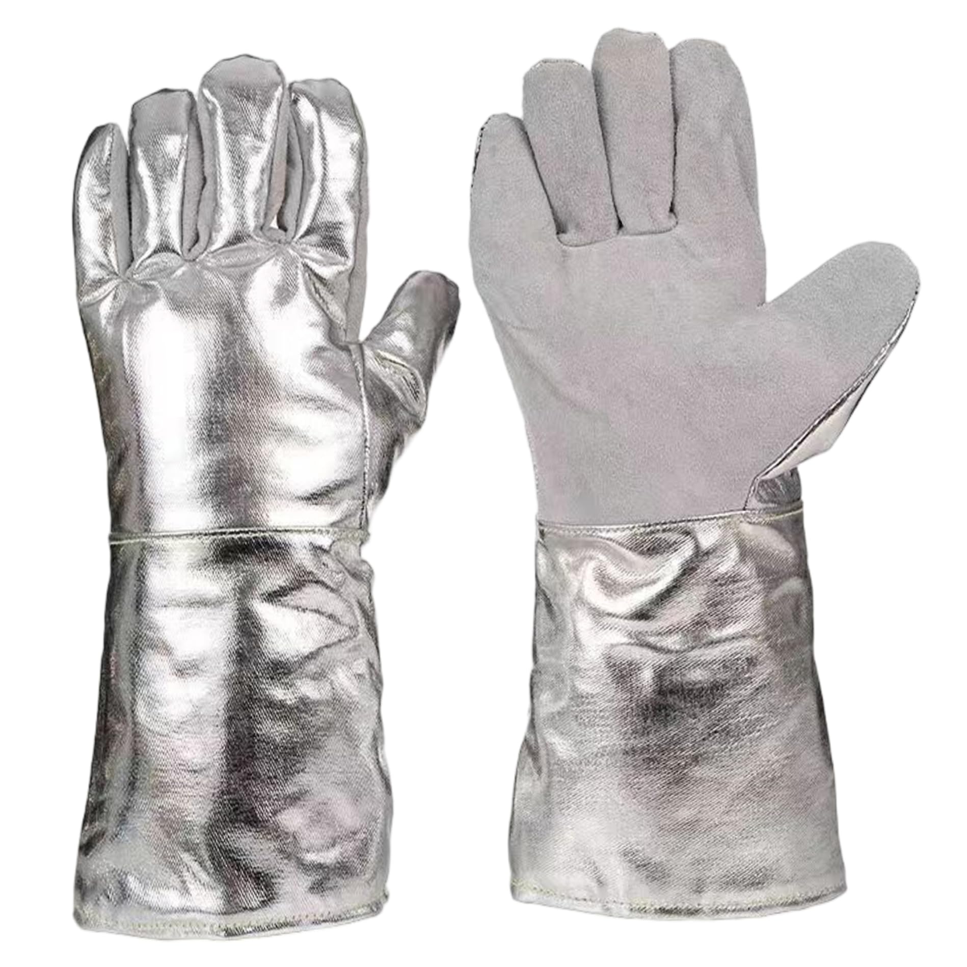 BBQ Gloves, Heat Resistant Aluminum Foil Fabric Oven Gloves, Wear-Resistant Waterproof Oven Mitts, Perfect for Baking and Grilling