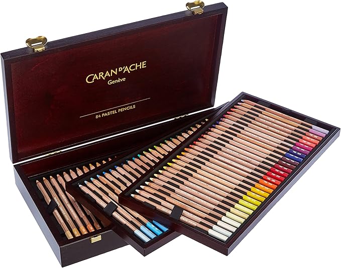 Amazon.com: Caran D'ache Set of 84 Pastel Pencils In A Wood Box (788.