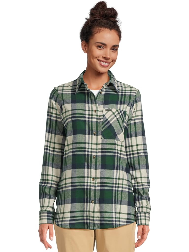 Green Columbia Calico Basin&#8482; Flannel Long Sleeve Shirt