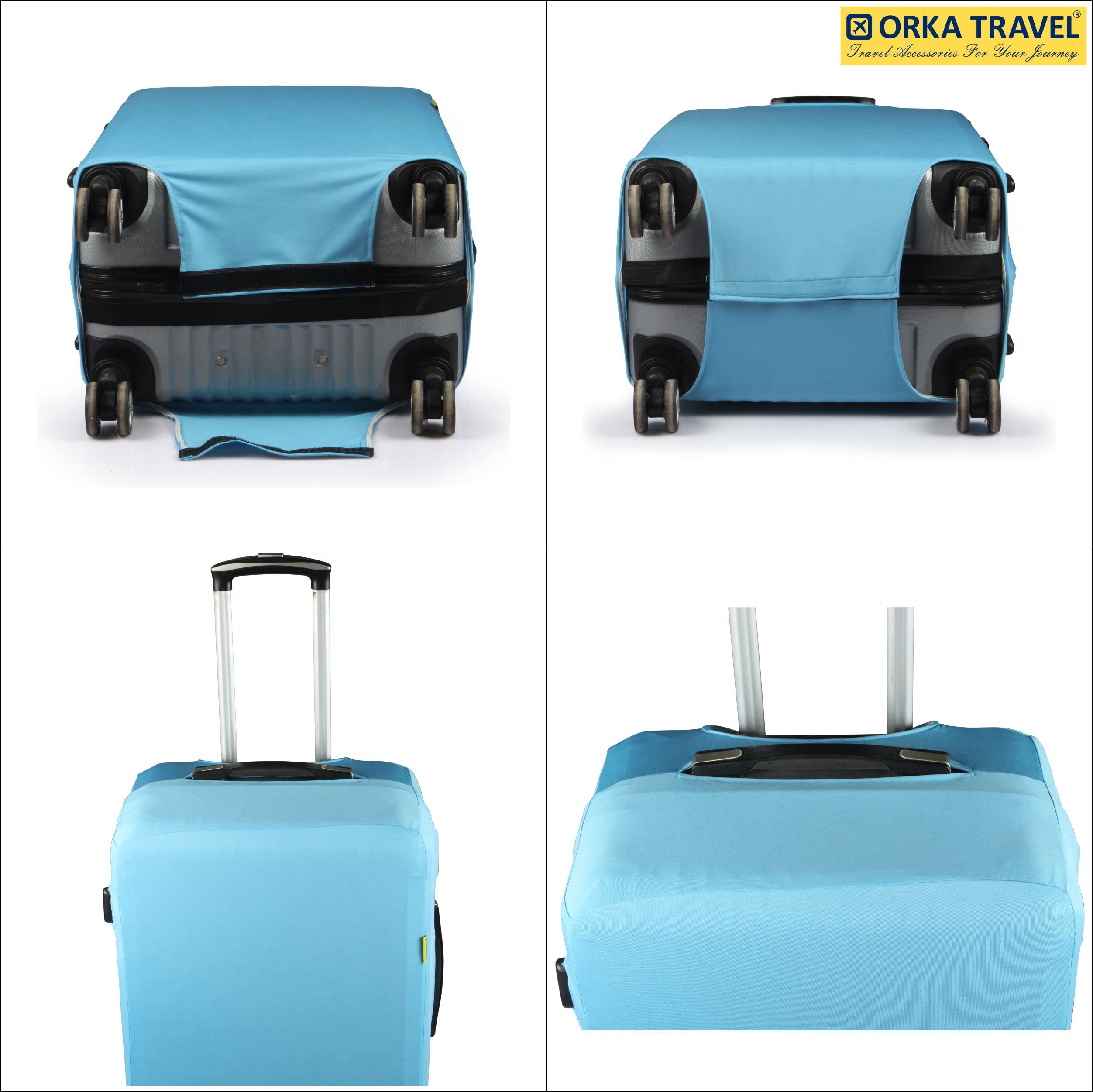 ORKA TRAVEL Funda protectora de equipaje lisa, Azul, Large [30 inch], Protector de equipaje