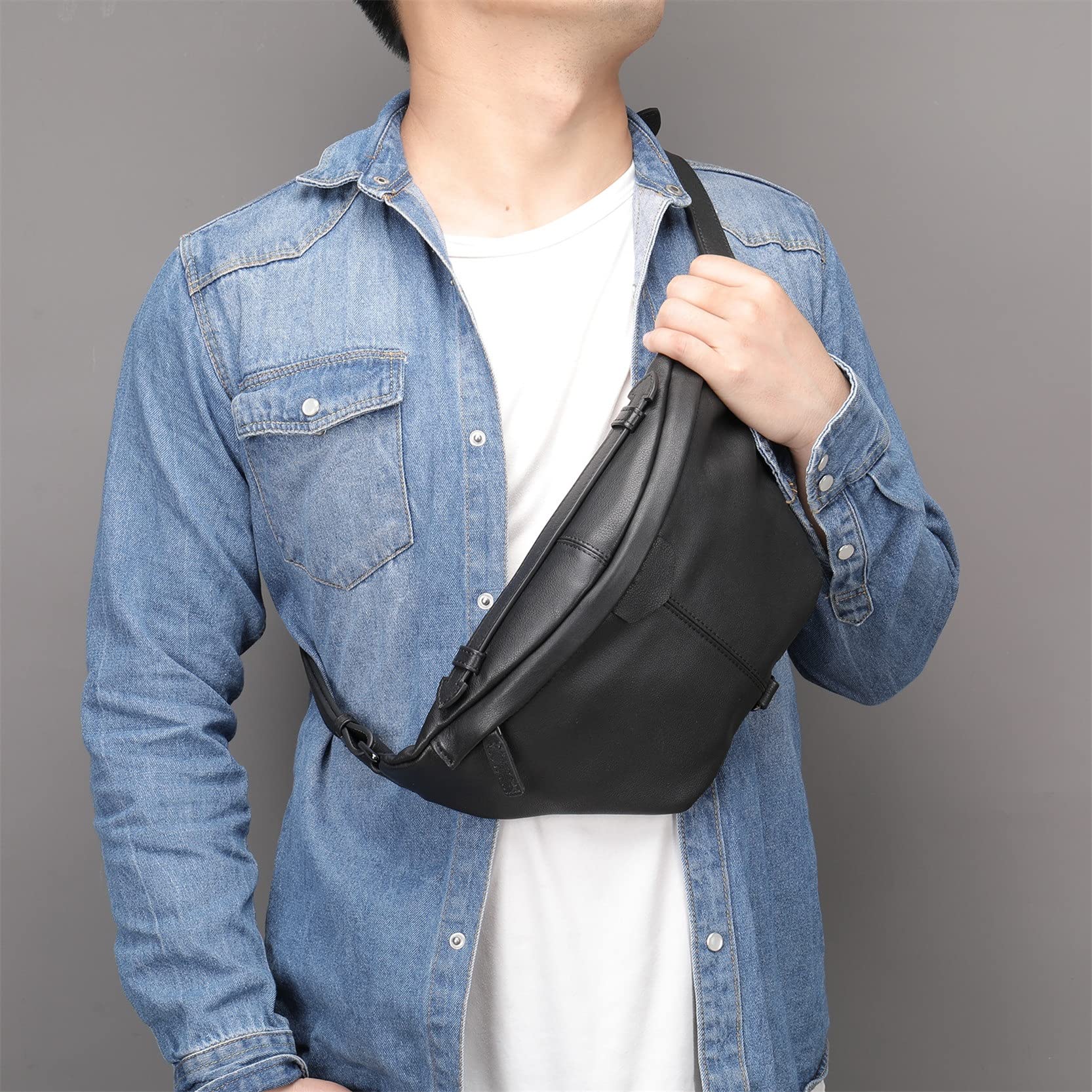 Marsupio Running Unisex, Vaso in pelle di cuoio Bum Bum Borse Fanny Pack Borsa Bagna Hip Borsa for uomo Donne, portando la custodia for telefoni for viaggiare in campeggio in campeggio Marsupio Viaggi