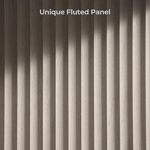 Miniatura 4 de SICOTAS Juego de 2 mesitas de noche acanaladas, moderna mesita de noche con 2 cajones grandes, mesita de noche de 22 pulgadas de ancho para Aliso