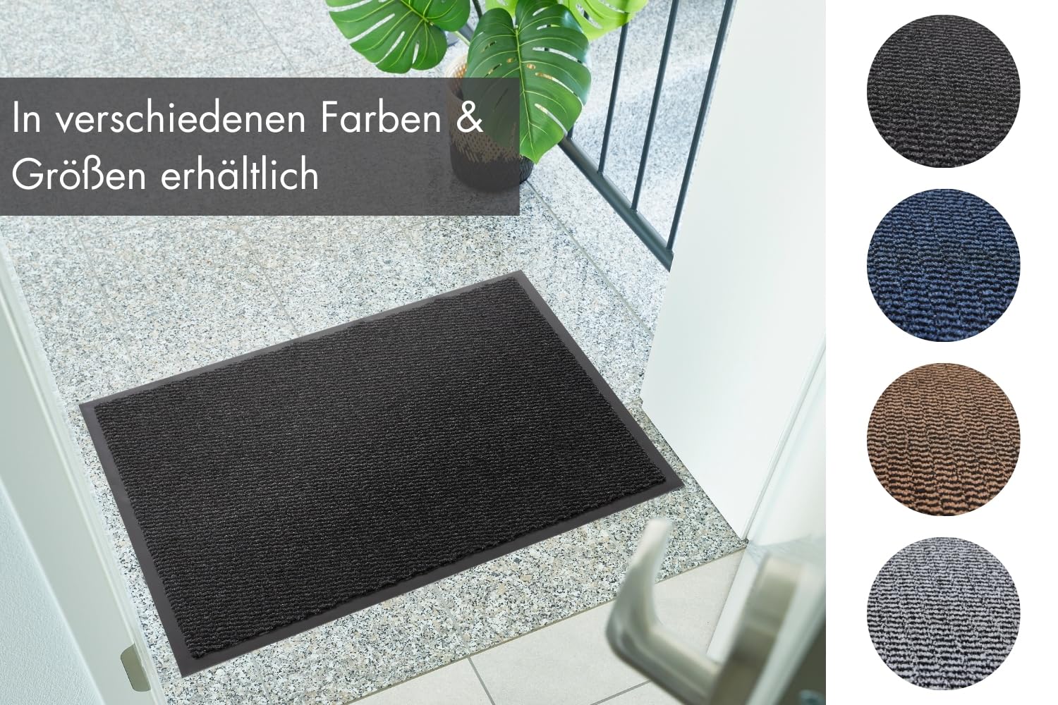 andiamo Fußmatte Easy - Schmutzfangmatte, Türmatte & Fussmatte für den Eingangsbereich - Läufer Flur nimmt Schmutz effektiv auf - 120 x 180 cm in Anthrazit