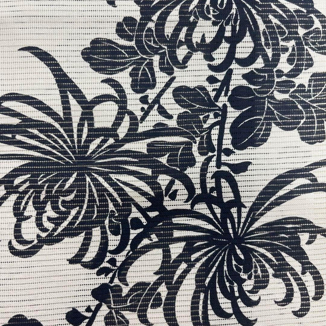 新品 和布流 浴衣 反物 445 白 黒 菊 綿 絽 ゆかた 和布流 浴衣 反物 445 白 黒 菊 綿 絽 ゆかた