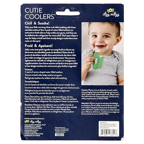 Miniatura 2 de Itzy Ritzy Water-Filled Teethers - Cold Cutie Coolers Textured On Both Sides to Massage Sore Gums & Emerging Teeth - Can Be Chilled in Refrigerator