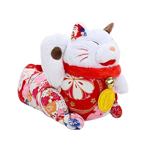 Onmygogo Pantofole da donna in peluche a forma di gatto fortunato, per Natale, Capodanno