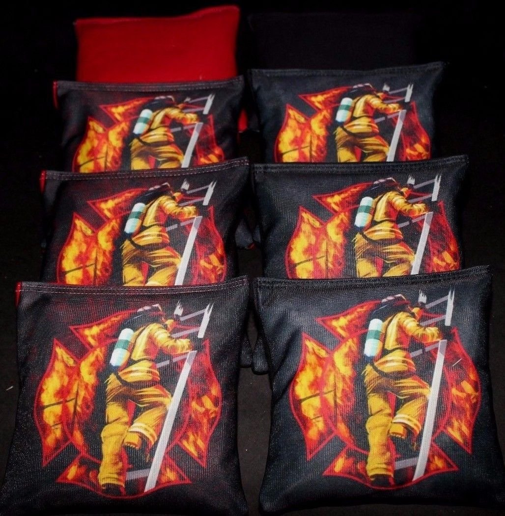 Custom Firefighter Maltese Fire Ladder Flames Set of 8 Regulation Custom Cornhole Bags B8