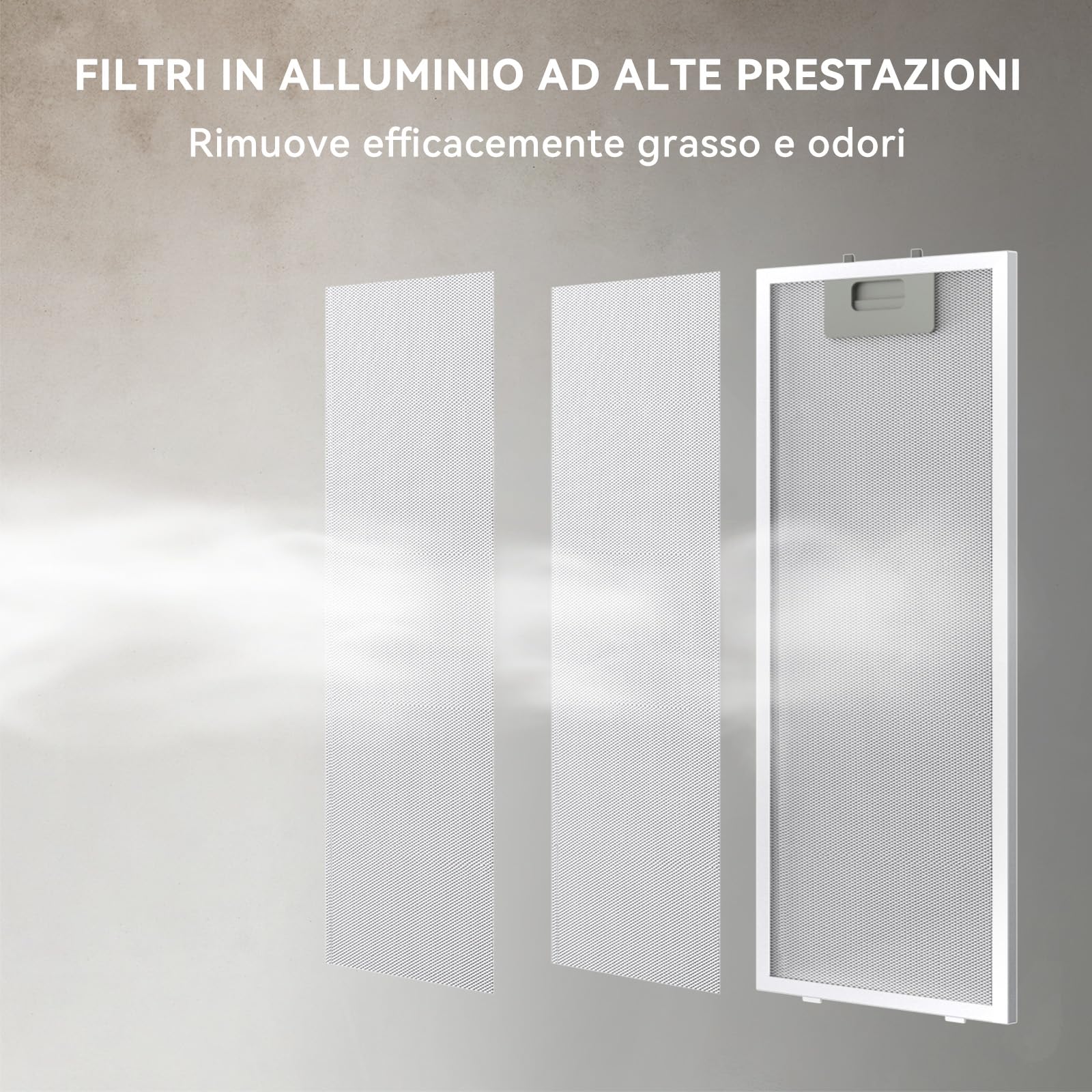 Hermitlux Cappa Aspirante 60 cm, Cappa da incasso 360m³/h, Luci LED, Evacuazione esterna/ricircolo, Include Filtro a Carbone Attivo, 65dB