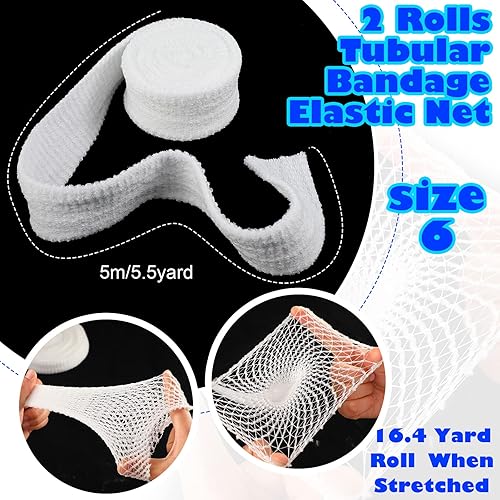 Miniatura 2 de 2 rollos de vendaje tubular de red elástica para heridas, retenedor de vendaje elástico, vendaje tubular de gasa elástica para heridas, brazo, sin