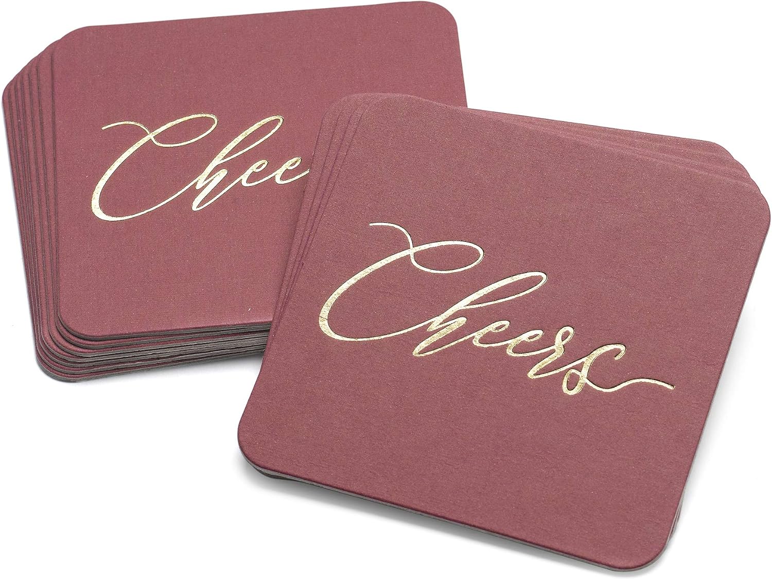 Hortense B. Hewitt Cheers Paperboard Coasters, 4-Inch, Greenery, 25-Count