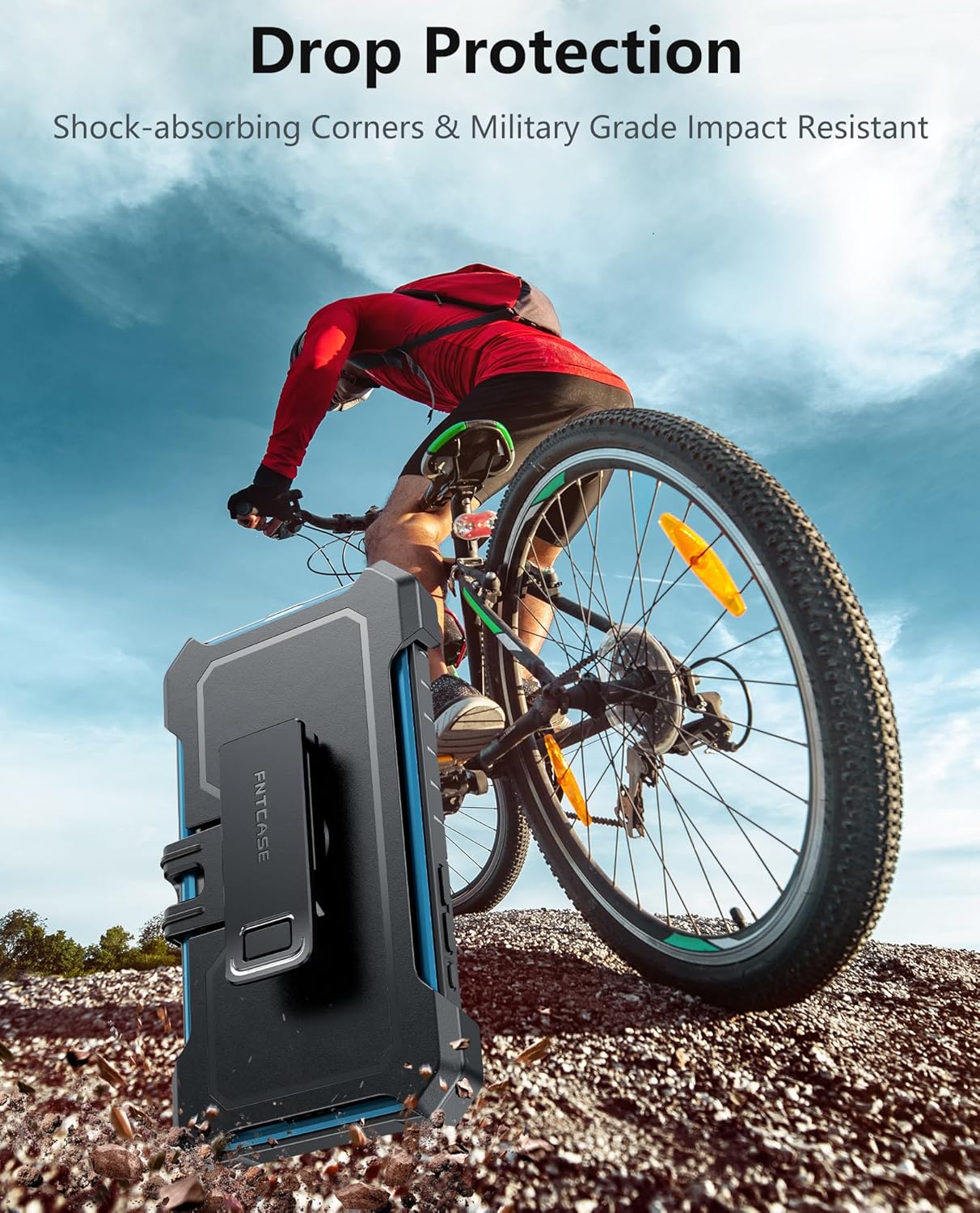 FNTCASE for iPhone 15-Pro-Max Phone Case 6.7", Built-in Screen Protector & Kickstand & Belt-Clip Heavy Duty Military Grade Shockproof Protection Rugged Case - Blue - Image 6