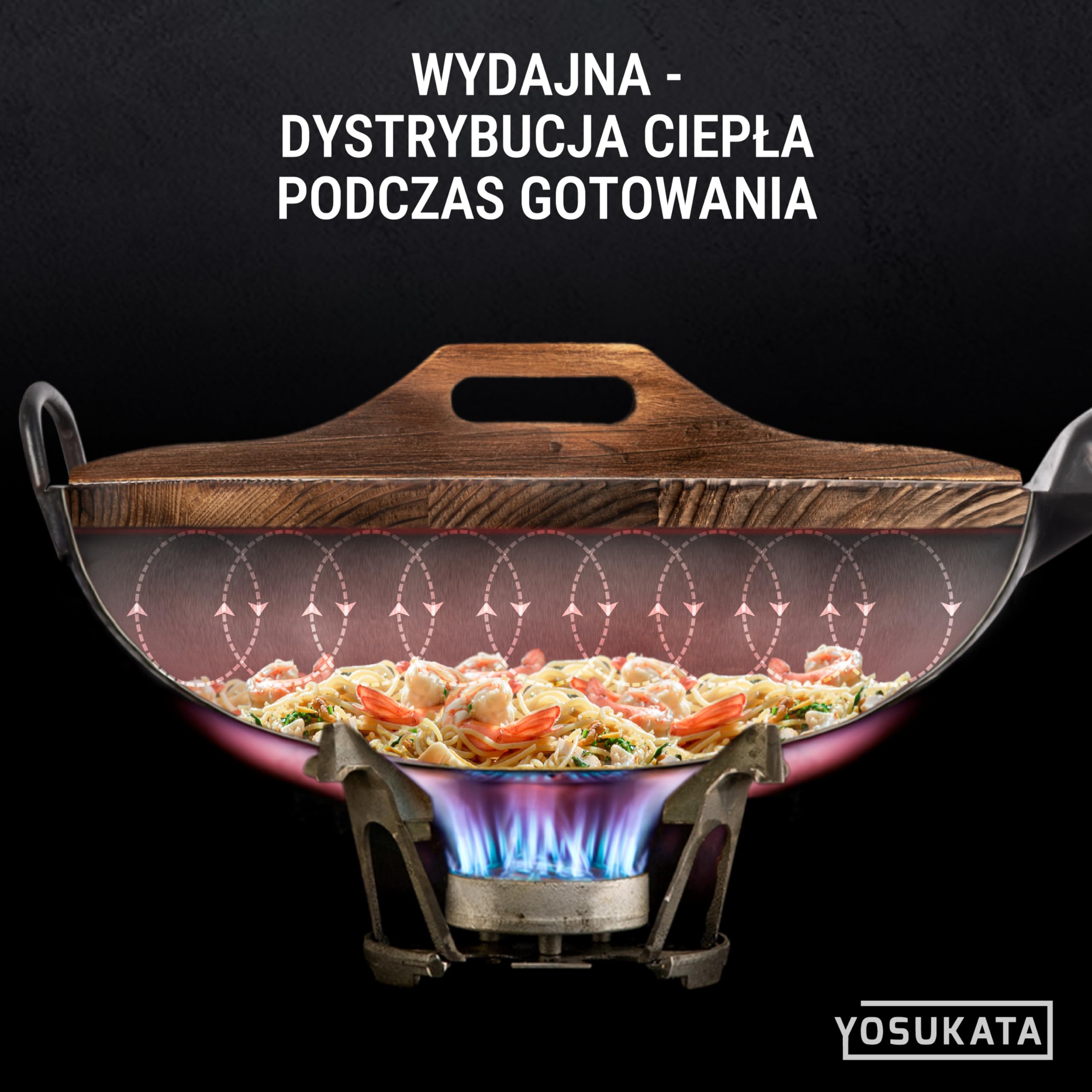 YOSUKATA Pokrywka do Patelni Wok 36 cm – Premium Pokrywka Drewniana z Ergonomiczną Rączką 36 cm - Przykrywka Idealna do Gotowania Azjatyckiego - Pokrywa Zapobiegająca Kondensacji - Akcesoria do Woka