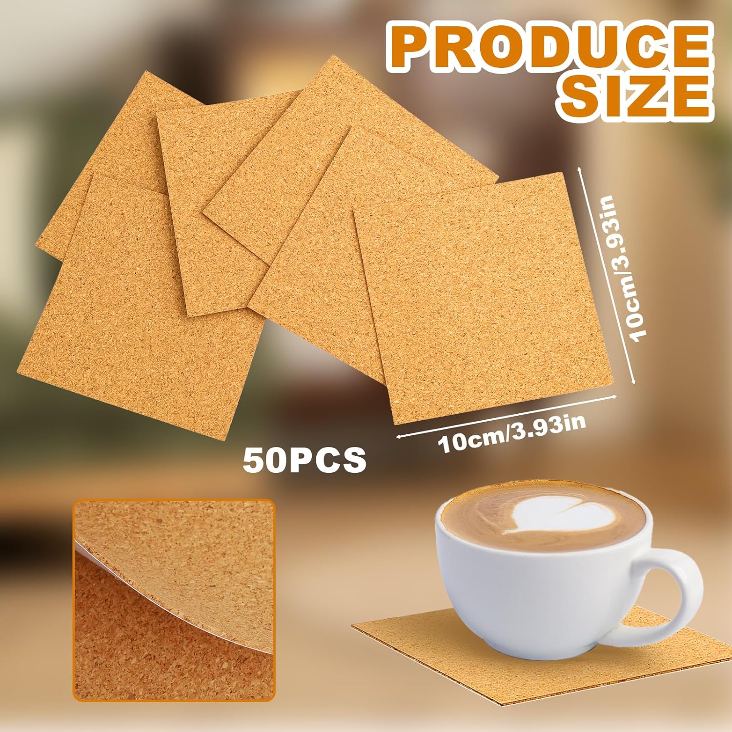 50 Pcs Self-Adhesive Cork Sheets 4x4 Inch, Strong Sticky Back Cork Board Squares for DIY Coasters, Wall Decor, Crafts, Tabletop Protection and Home Decoration - Image 2