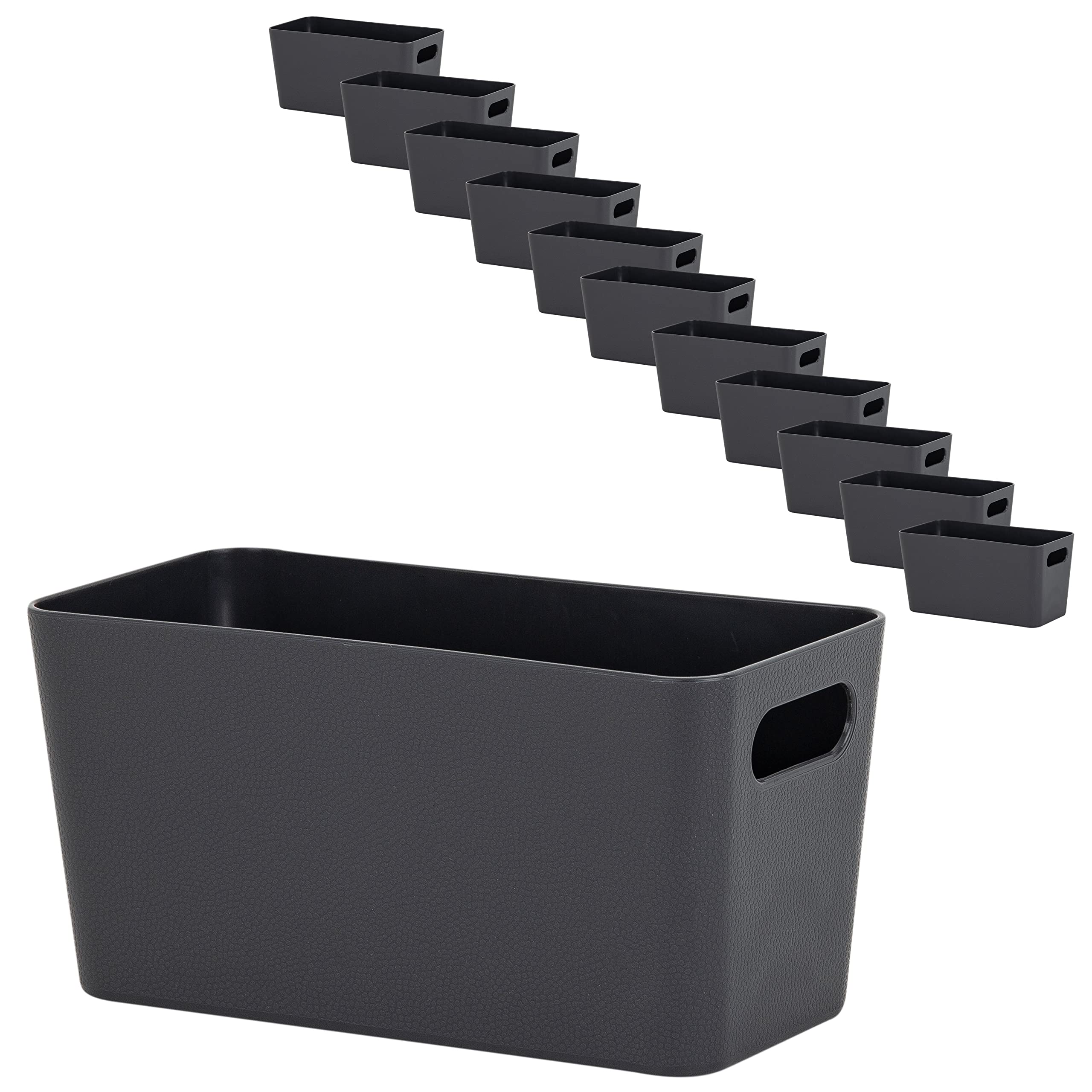 #11 12x Ordnungsbox 10cm hoch anthrazit 20x10cm Ordnungskorb Wandregal