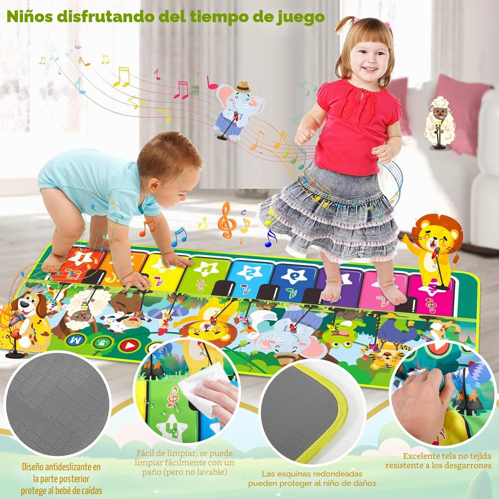 Piano Bebe, Alfombra Musical con 10 Animales, Alfombra Musical Bebe 1 Año, Alfombra de Piano, Juguete Musical Bebe, Niños y Niñas & Regalos de Cumpleaños (110×43cm)