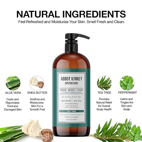 Miniatura 5 de ABBOT KINNEY APOTHECARY Lavado 3 en 1 para hombre, champú hidratante, acondicionador y gel de baño para hombres, adecuado para todo tipo de piel y