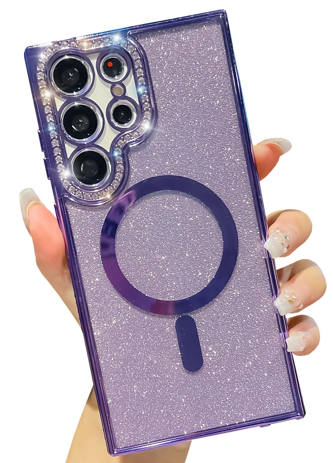 TRODINO Samsung Galaxy S23 Ultra Case Compatible with MagSafe, Luxury Glitter Plating Diamond Design, Soft TPU Shockproof case for Women and Girls 6.8” (Purple)