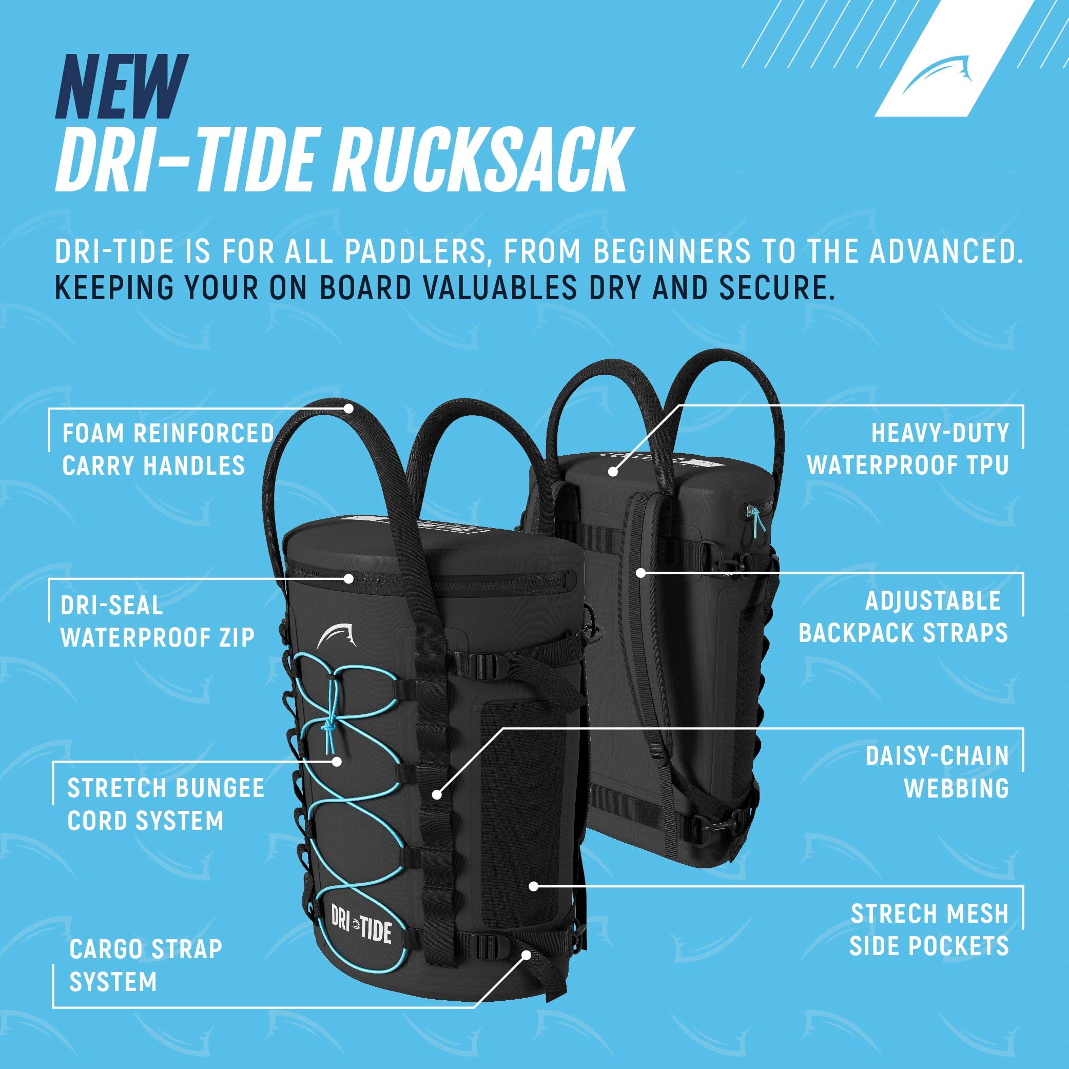 Bluefin Dri-Tide Waterproof Paddleboard Deck Bag,Black