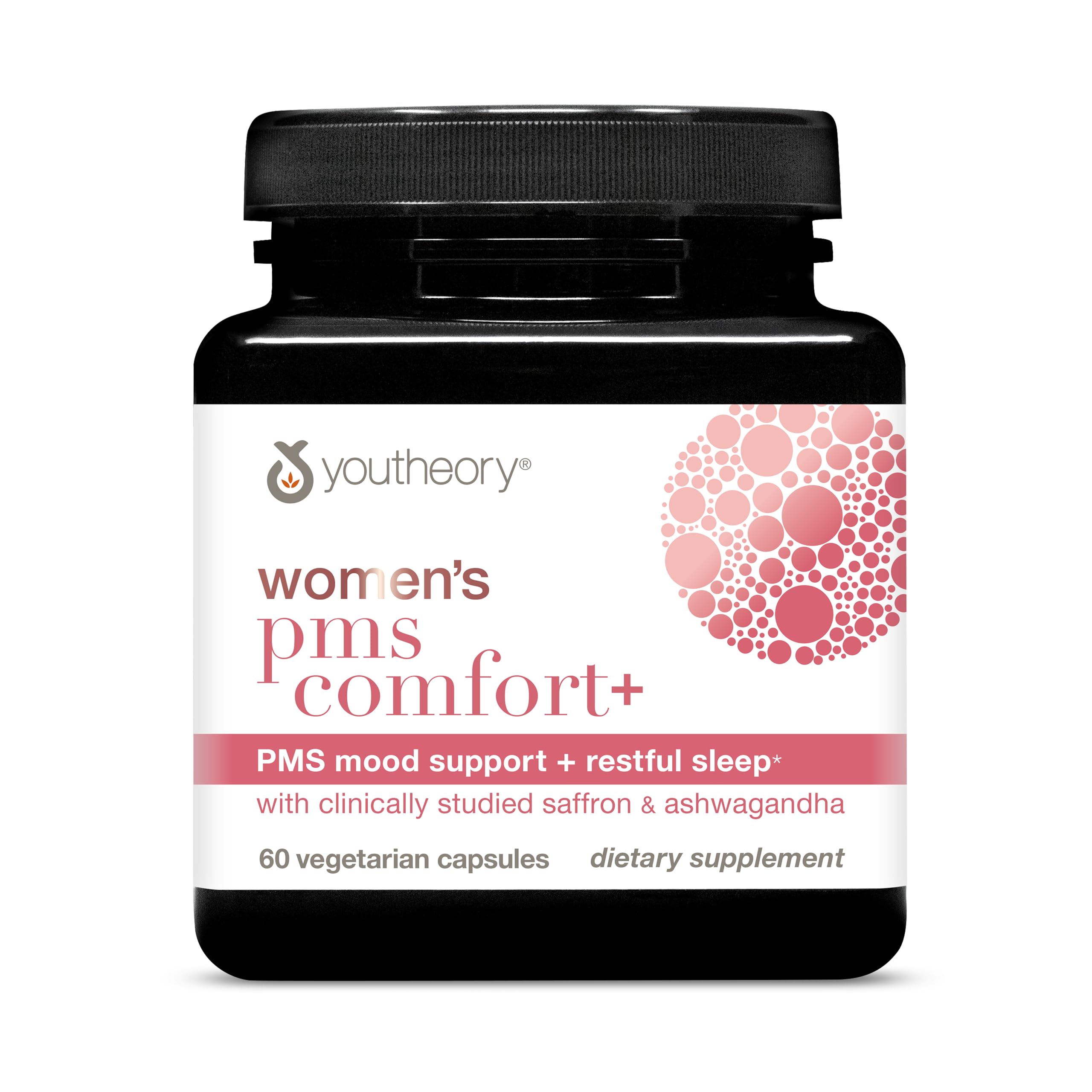 Youtheory Women's PMS Comfort+, 60 Vegetarian Capsules, 30-Day Supply