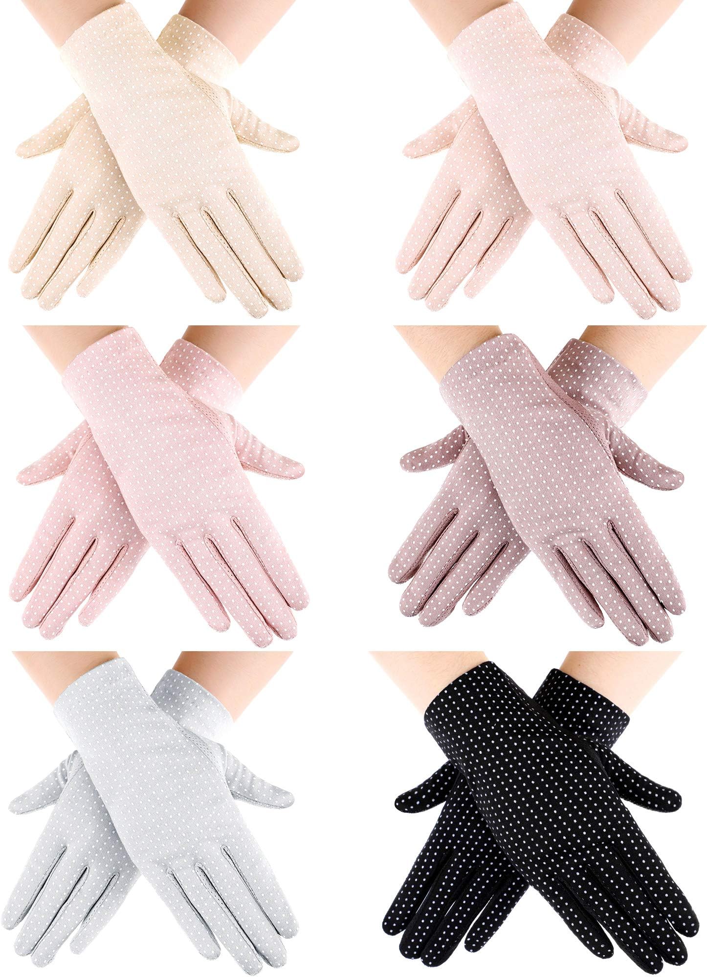 6 Pairs Women Summer UV Protection Gloves Touchscreen Driving Gloves Non-Slip Sun Protective Gloves