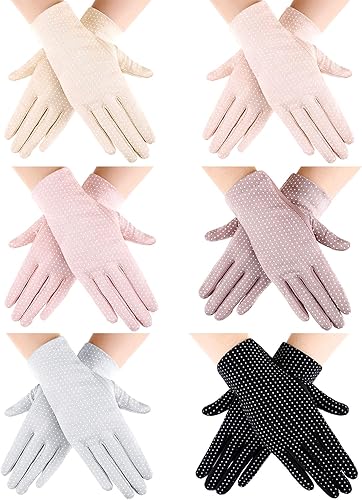 6 pares de guantes de protección UV de verano para mujer, guantes de conducción antideslizantes para pantalla táctil