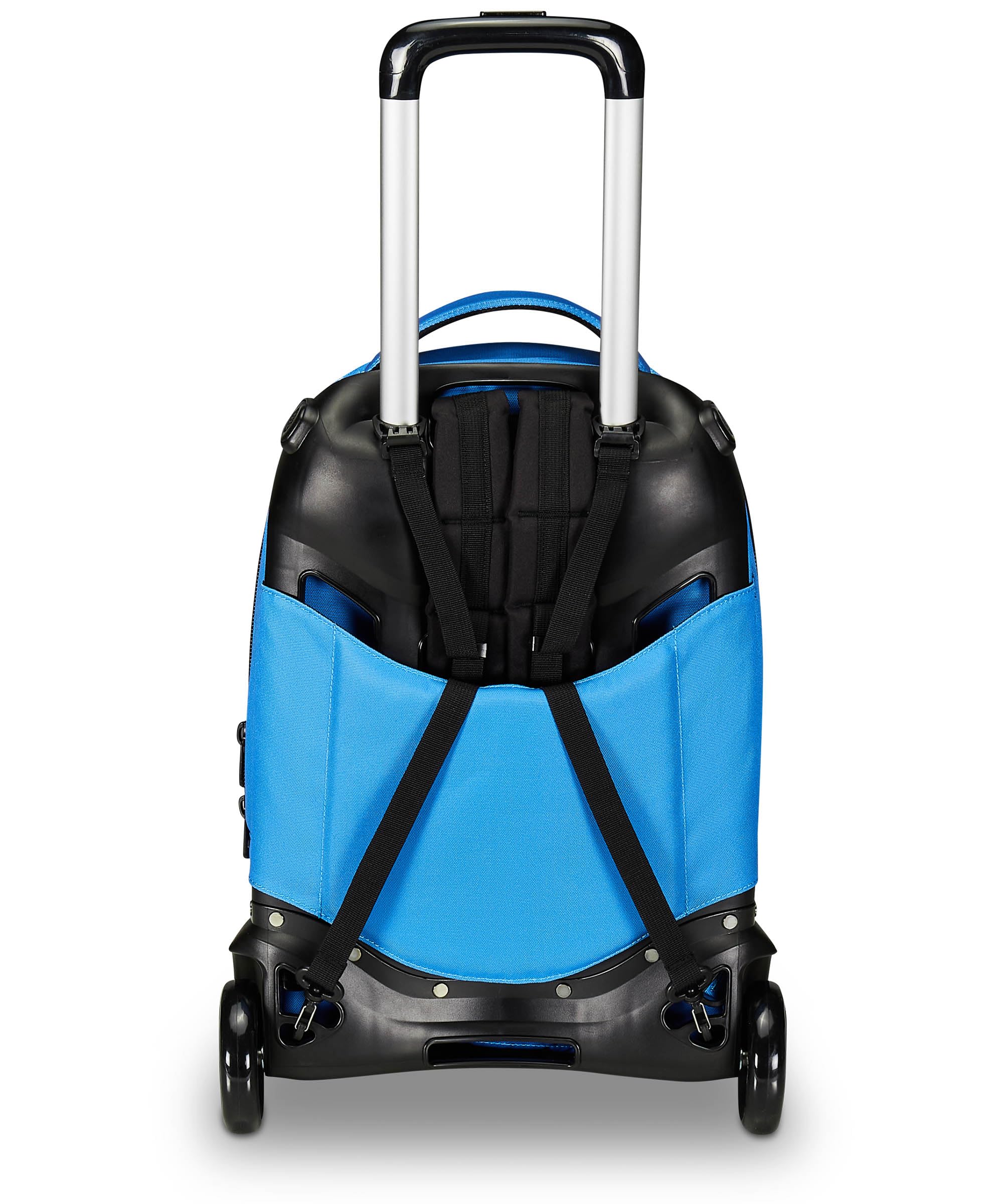 Invicta Trolley Scuola New Tech Solid, Azzurro, 3 in 1, Zaino con Carrello Sganciabile, Multi tasche, Maxi Capienrte, Scuola, Viaggio e Tempo Libero, Ragazzi