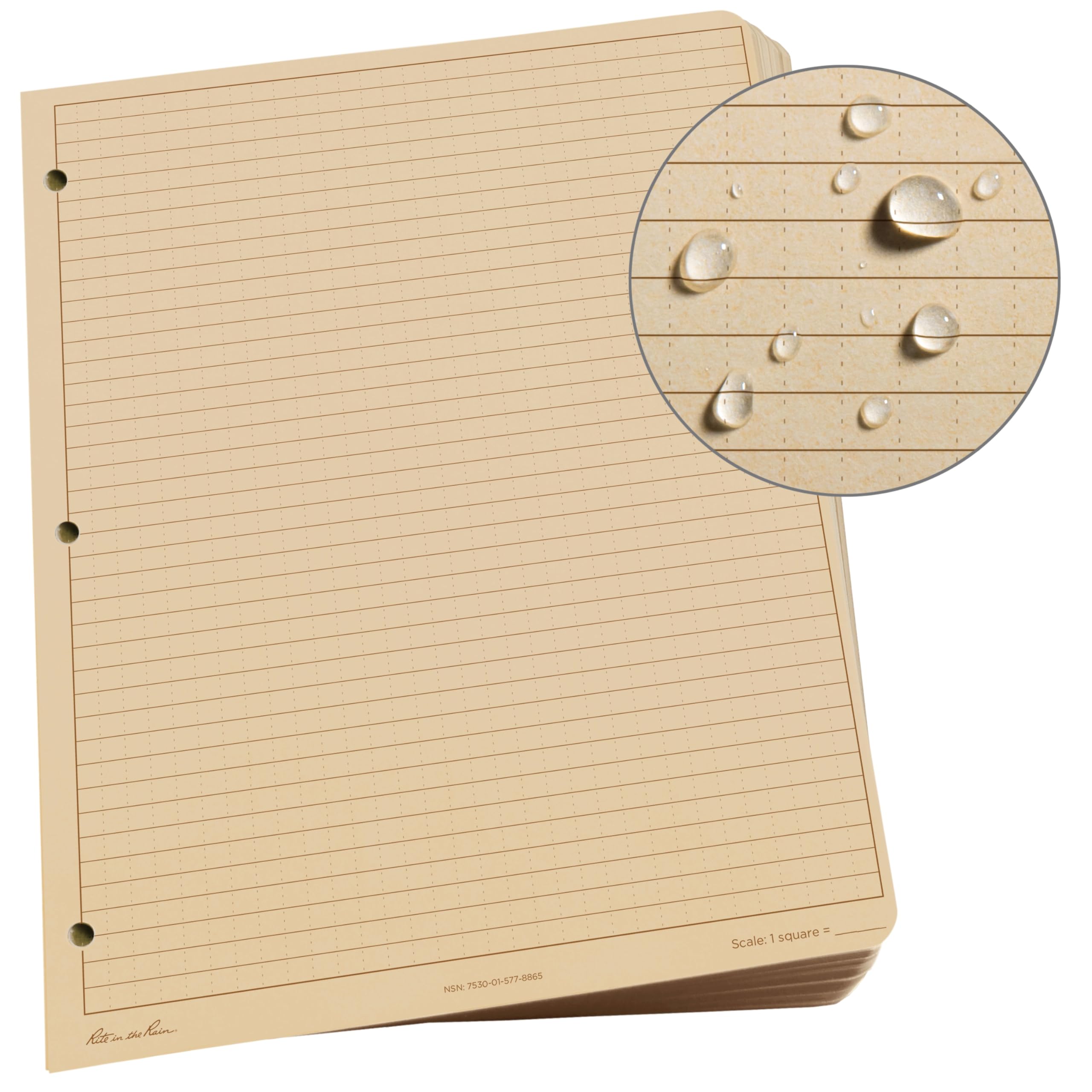 Rite in the Rain Feuilles de papier résistant aux intempéries, 21,6 x 27,9 cm, 32#, motif universel, lot de 100 feuilles (n° 982T-MX)