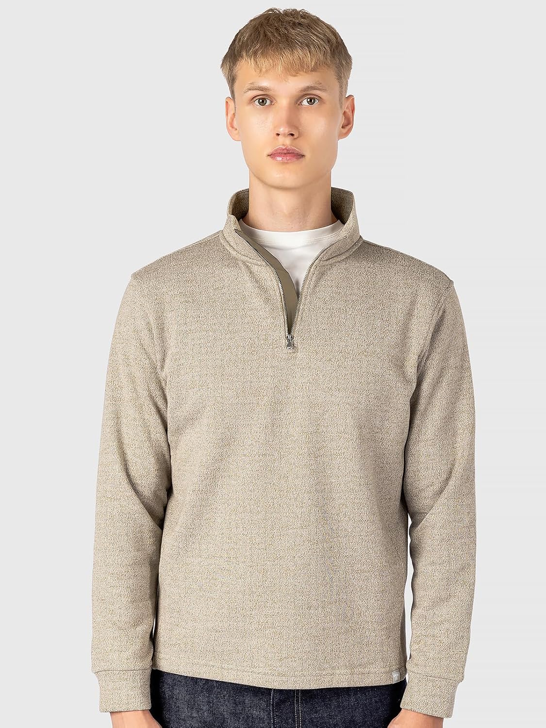 Men's Cotton Blend Quarter Zip Pullover Knit Long Sleeve Shirt