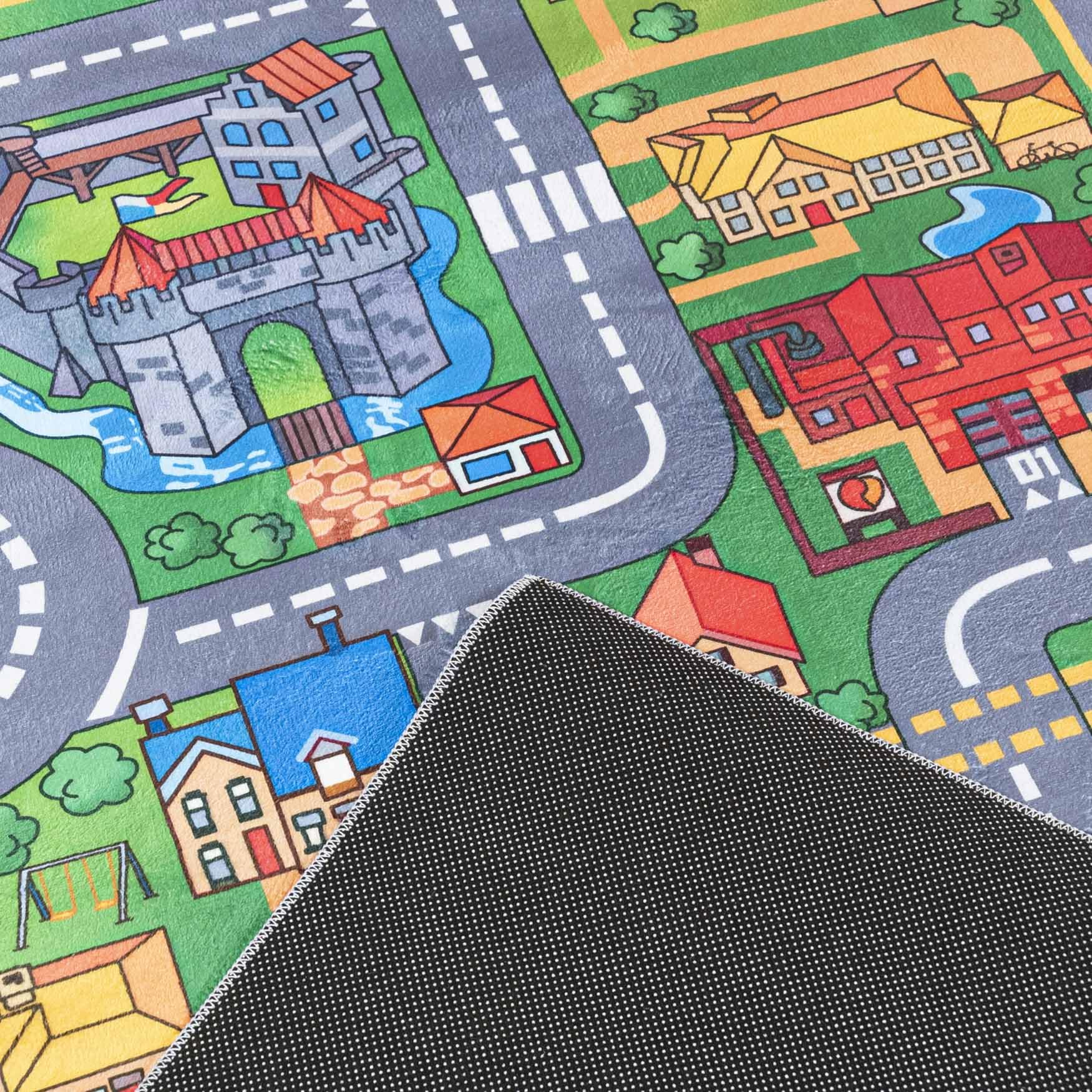 Mazovia Tapis Enfant Chambre d'enfant 80x150cm Anthracite Gris Rues Élégant