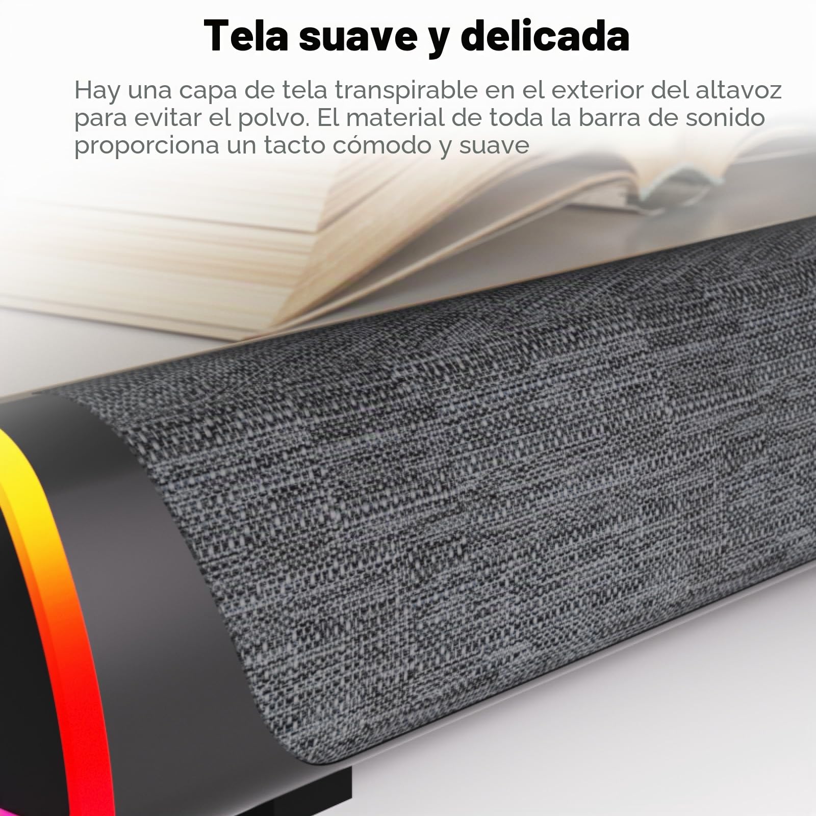 SOULION R30 Plus Altavoces PC, Funciona con USB Barra de Sonido, Bluetooth | Altavoces para Ordenador luces LED con botón de interruptor, Barra de Sonido para Ordenador Portátil, Móvil, Computadora