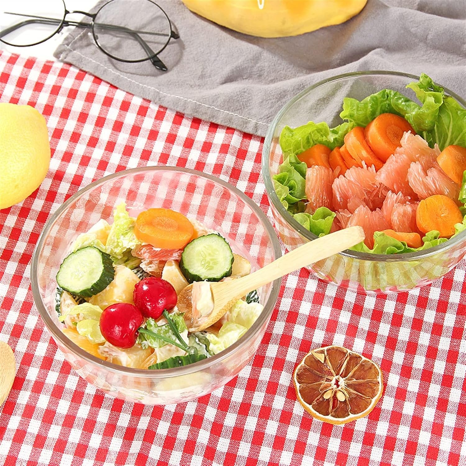 Schüssel, Glasschüsseln Salatschüssel aus transparentem Glas(Large)