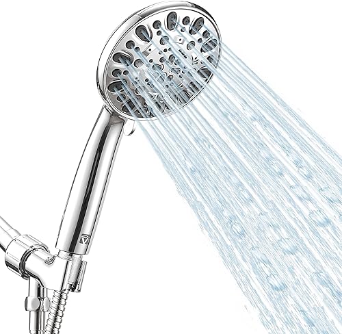 VMASSTONE - Cabezal de ducha de mano de alta presión con ajuste de 7 pulverizaciones con manguera de acero inoxidable de 59 pulgadas y montaje