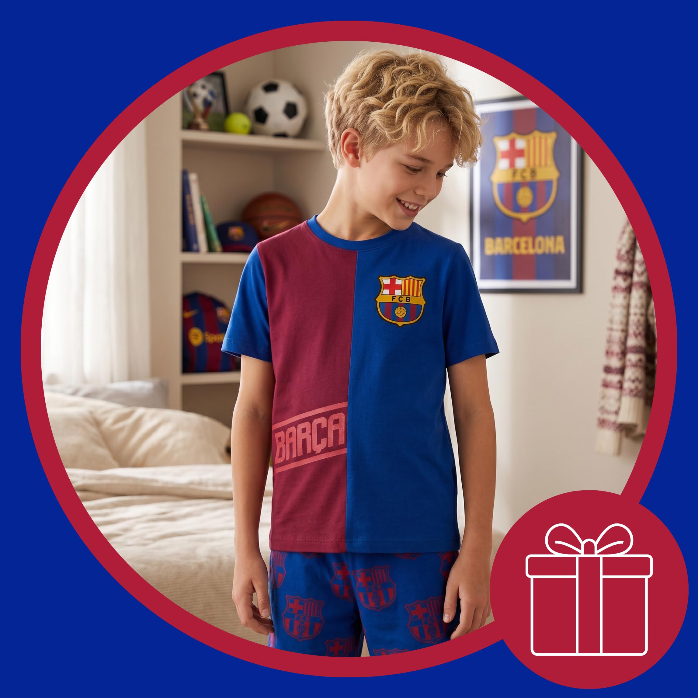 FC Barcelona Camiseta y Pantalón Corto para Niño, Conjunto 2 Piezas, Tallas 3 a 14 Años
