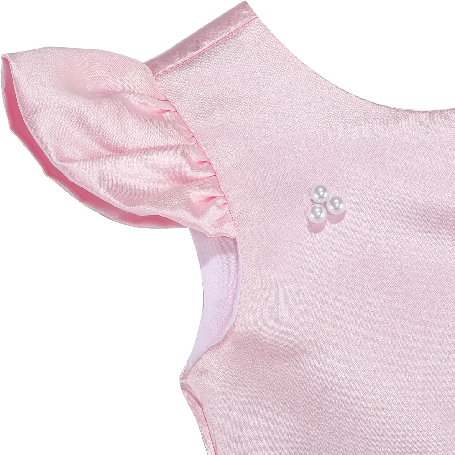 Flower Girl Dress Satin V-Back Flutter Sleeve Pageant Communion Bowknot for Wedding Birthday Guest Party Gown - Image 4